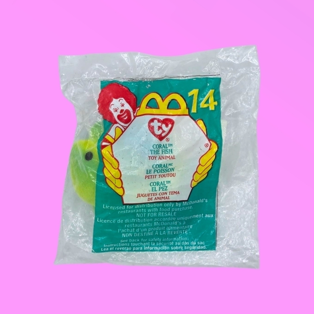 Vintage 2000 McDonald's Coral The Fish Teenie Beanie Baby #14 Toy Plush